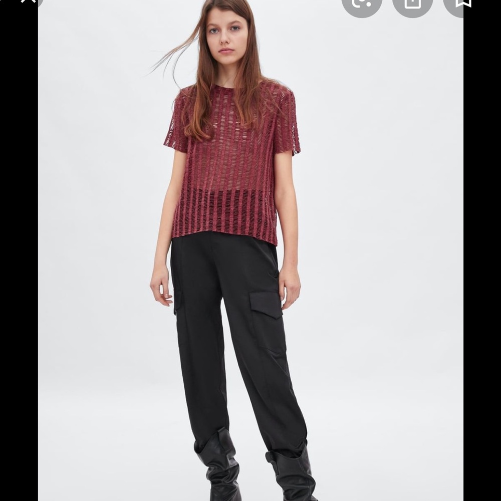 ZARA Burgundy t shirt - M